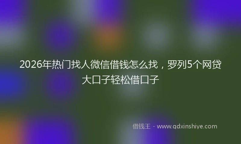 2026年热门找人微信借钱怎么找，罗列5个网贷大口子轻松借口子