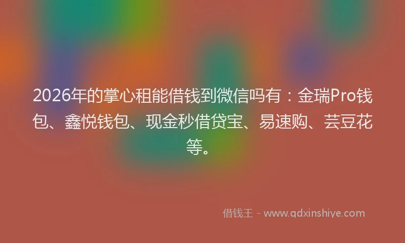 2026年的掌心租能借钱到微信吗有：金瑞Pro钱包、鑫悦钱包、现金秒借贷宝、易速购、芸豆花等。