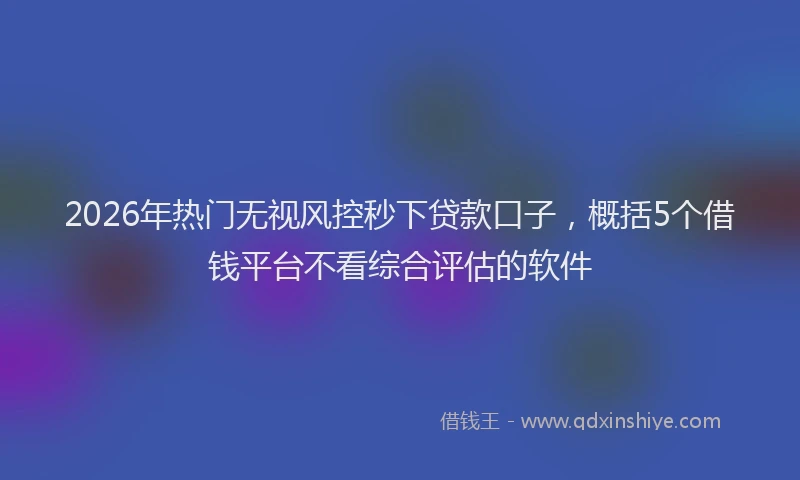 2026年热门无视风控秒下贷款口子，概括5个借钱平台不看综合评估的软件