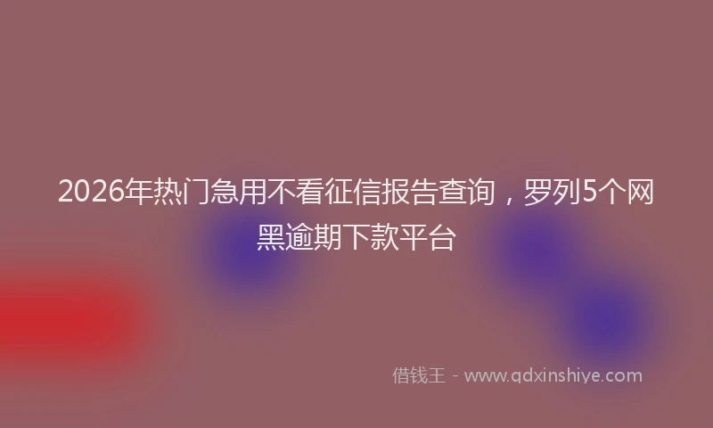 2026年热门急用不看征信报告查询，罗列5个网黑逾期下款平台