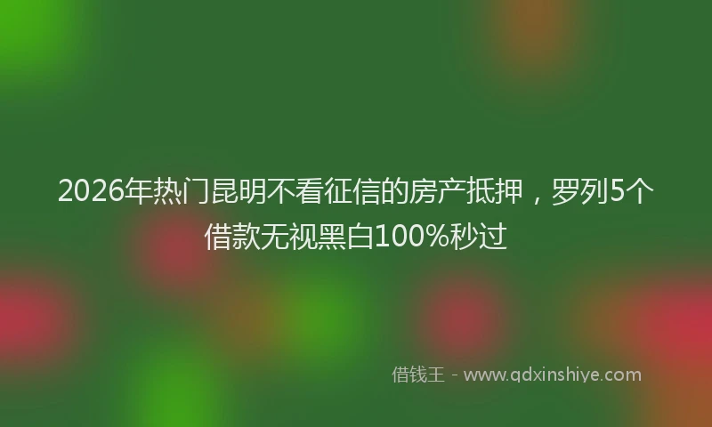 2026年热门昆明不看征信的房产抵押，罗列5个借款无视黑白100%秒过