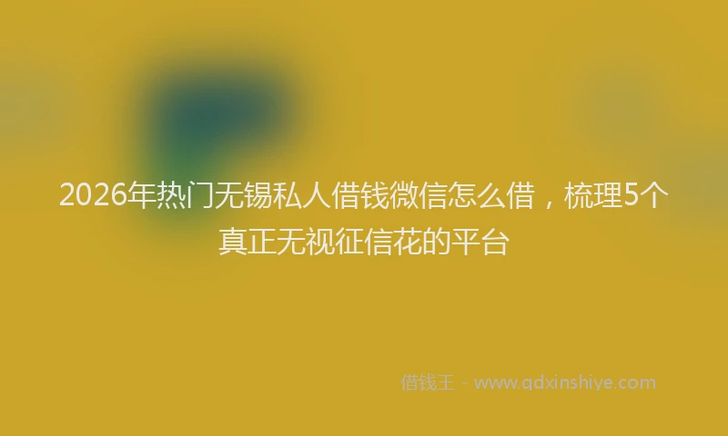 2026年热门无锡私人借钱微信怎么借,梳理5个真正无视征信花的平台