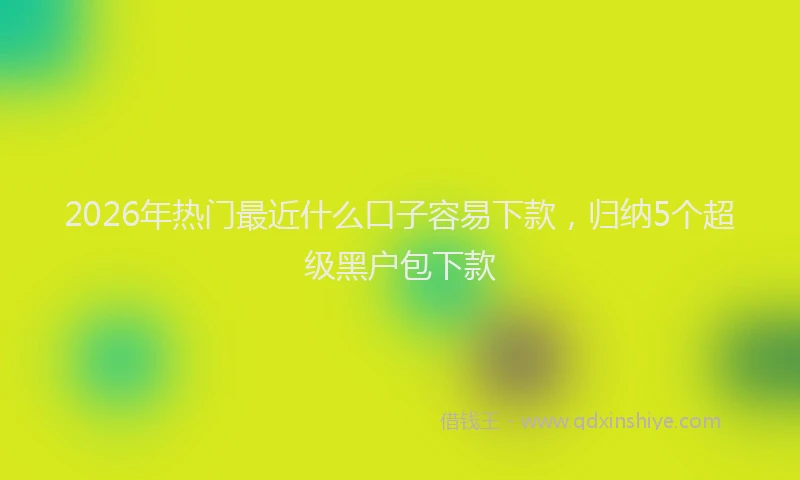 2026年热门最近什么口子容易下款，归纳5个超级黑户包下款