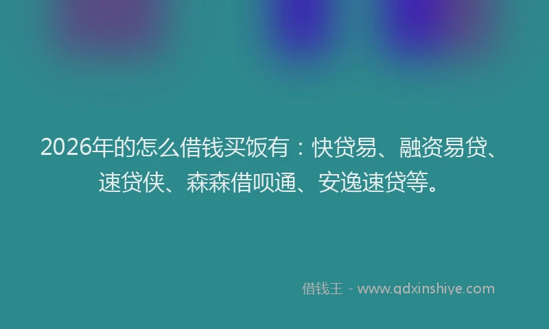 2026年的怎么借钱买饭有：快贷易、融资易贷、速贷侠、森森借呗通、安逸速贷等。