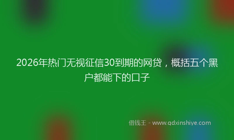 2026年热门无视征信30到期的网贷，概括五个黑户都能下的口子