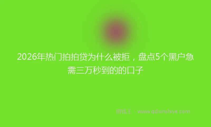 2026年热门拍拍贷为什么被拒，盘点5个黑户急需三万秒到的的口子