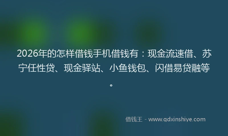 2026年的怎样借钱手机借钱有：现金流速借、苏宁任性贷、现金驿站、小鱼钱包、闪借易贷融等。