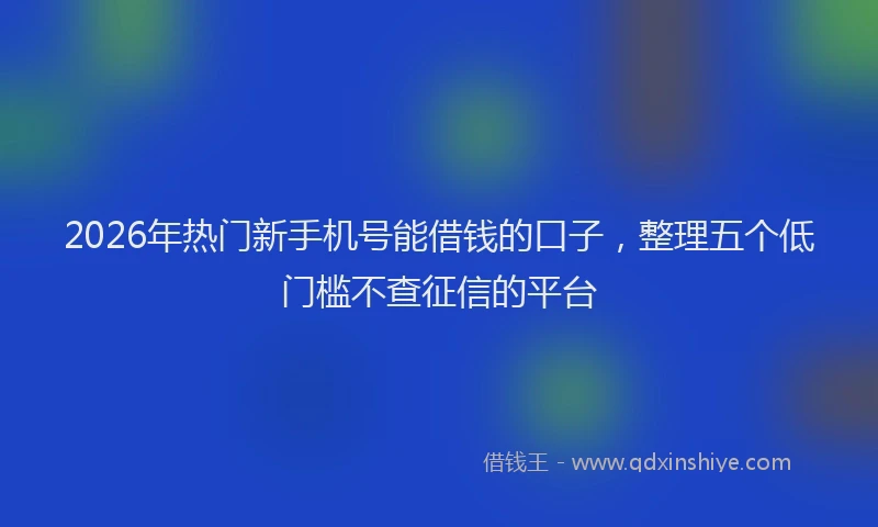 2026年热门新手机号能借钱的口子，整理五个低门槛不查征信的平台