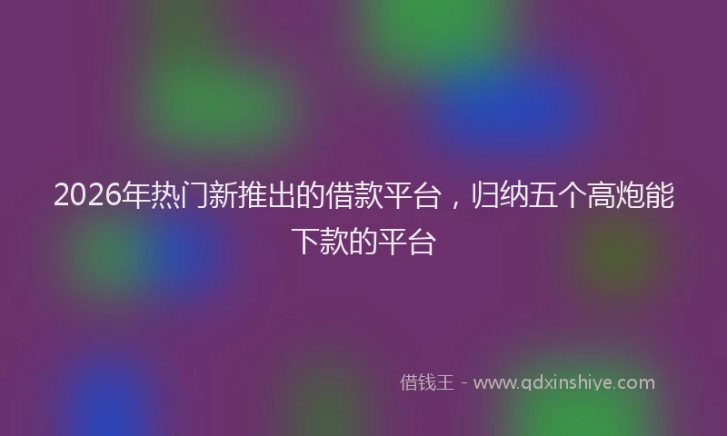 2026年热门新推出的借款平台，归纳五个高炮能下款的平台