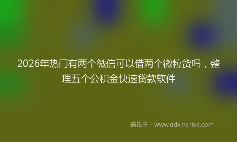 2026年热门有两个微信可以借两个微粒货吗，整理五个公积金快速贷款软件