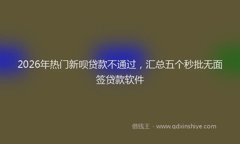 2026年热门新呗贷款不通过，汇总五个秒批无面签贷款软件