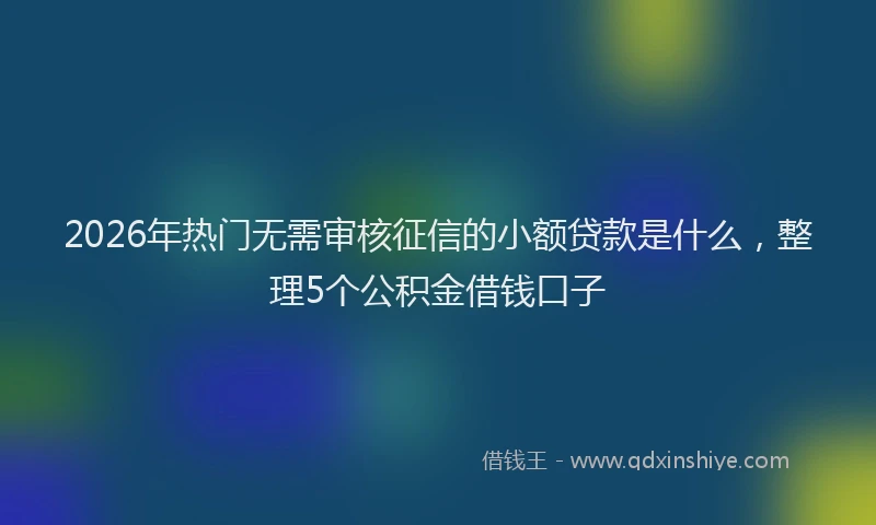 2026年热门无需审核征信的小额贷款是什么，整理5个公积金借钱口子