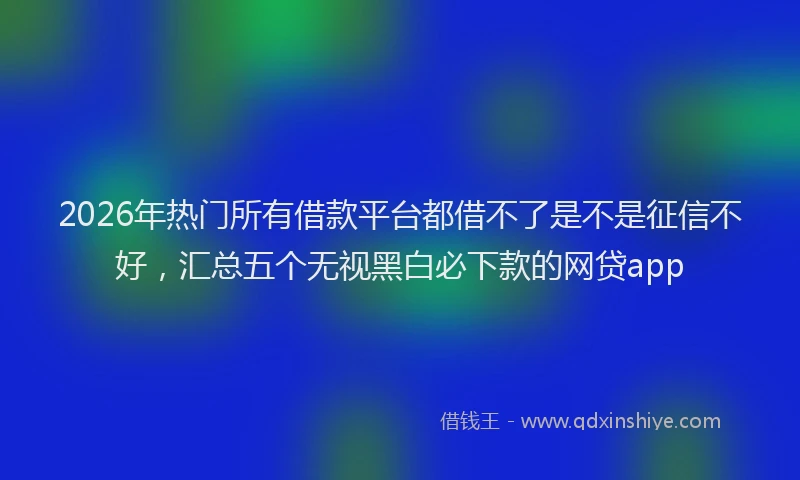 2026年热门所有借款平台都借不了是不是征信不好，汇总五个无视黑白必下款的网贷app