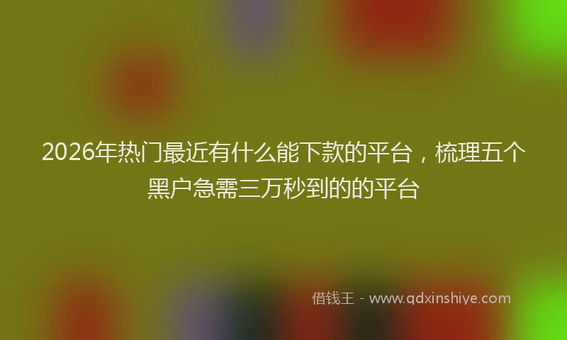2026年热门最近有什么能下款的平台,梳理五个黑户急需三万秒到的的平台