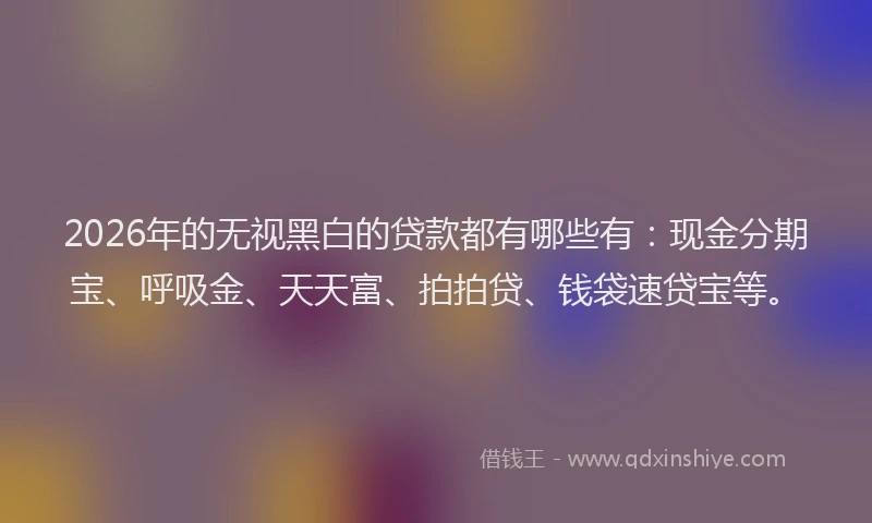 2026年的无视黑白的贷款都有哪些有:现金分期宝、呼吸金、天天富、拍拍贷、钱袋速贷宝等。