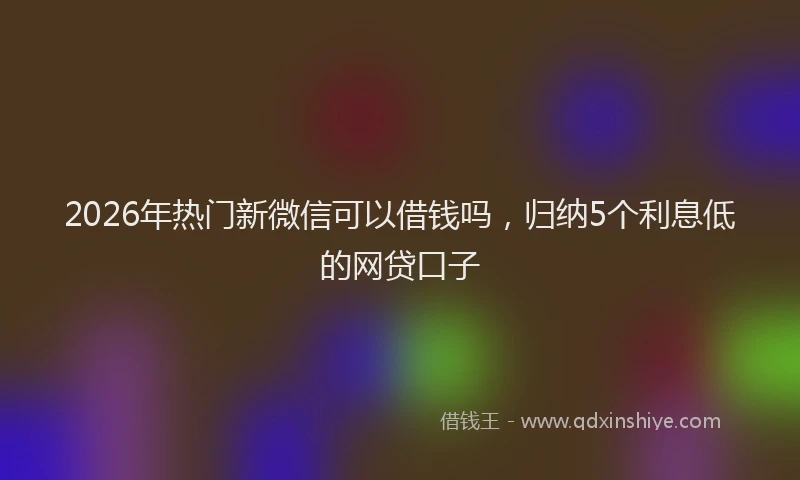 2026年热门新微信可以借钱吗，归纳5个利息低的网贷口子
