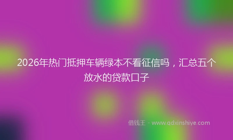 2026年热门抵押车辆绿本不看征信吗，汇总五个放水的贷款口子