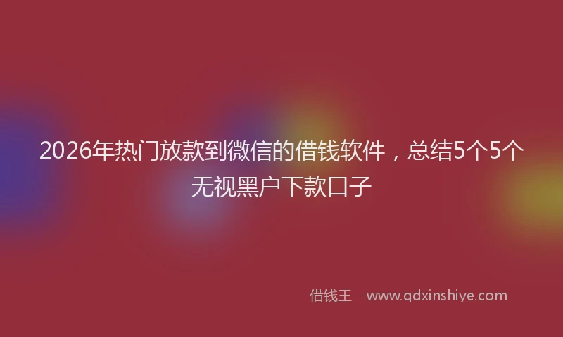 2026年热门放款到微信的借钱软件，总结5个5个无视黑户下款口子