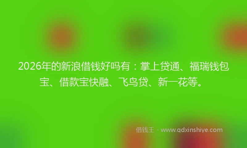 2026年的新浪借钱好吗有：掌上贷通、福瑞钱包宝、借款宝快融、飞鸟贷、新一花等。