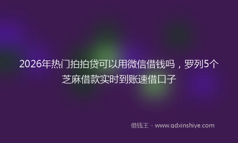 2026年热门拍拍贷可以用微信借钱吗,罗列5个芝麻借款实时到账速借口子