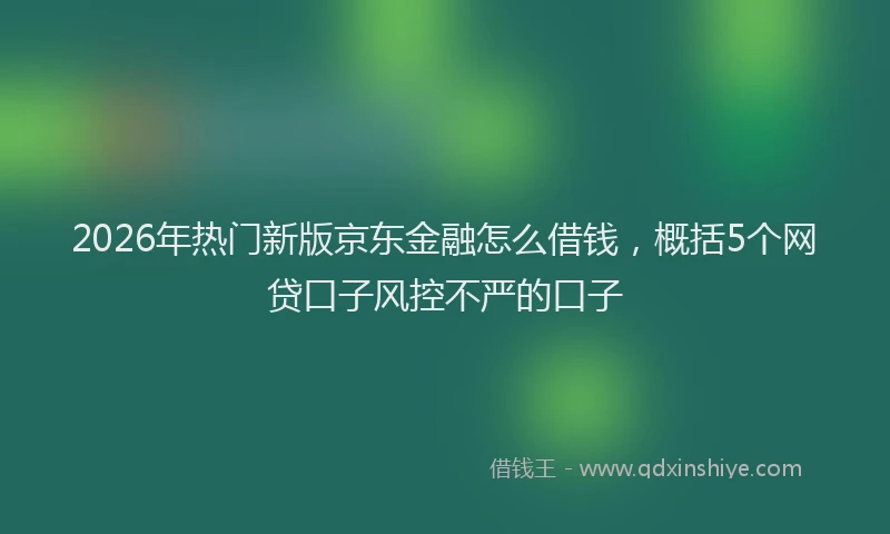 2026年热门新版京东金融怎么借钱，概括5个网贷口子风控不严的口子