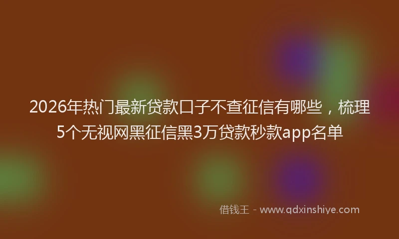 2026年热门最新贷款口子不查征信有哪些,梳理5个无视网黑征信黑3万贷款秒款app名单