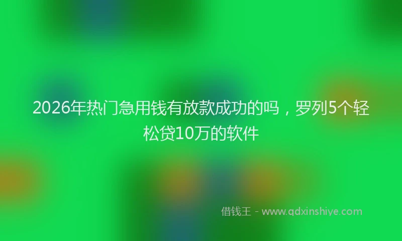 2026年热门急用钱有放款成功的吗，罗列5个轻松贷10万的软件