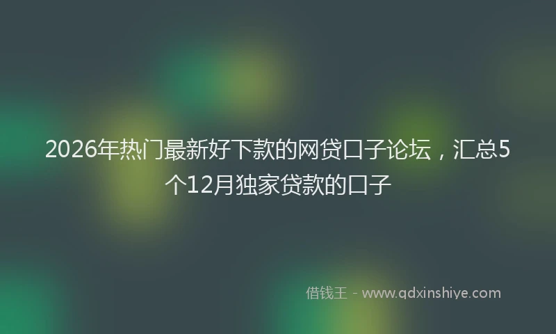 2026年热门最新好下款的网贷口子论坛，汇总5个12月独家贷款的口子