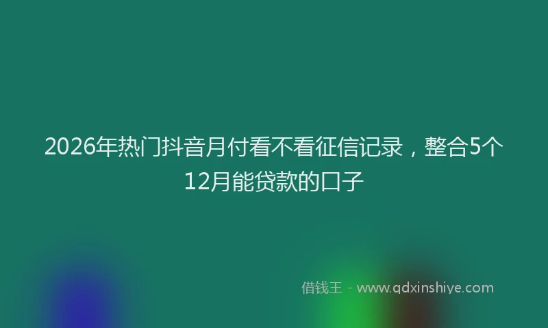 2026年热门抖音月付看不看征信记录，整合5个12月能贷款的口子