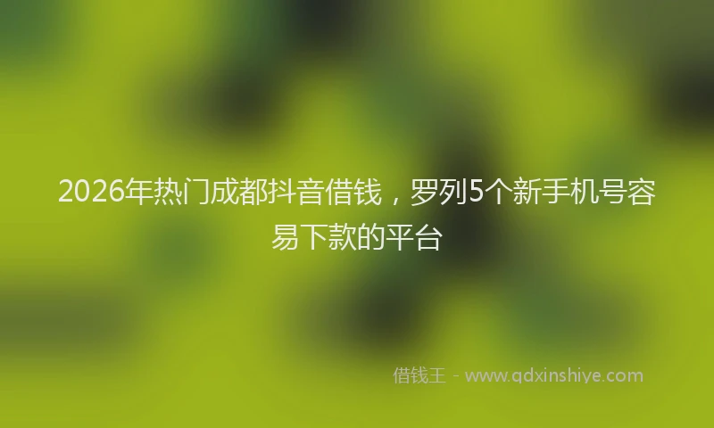 2026年热门成都抖音借钱，罗列5个新手机号容易下款的平台