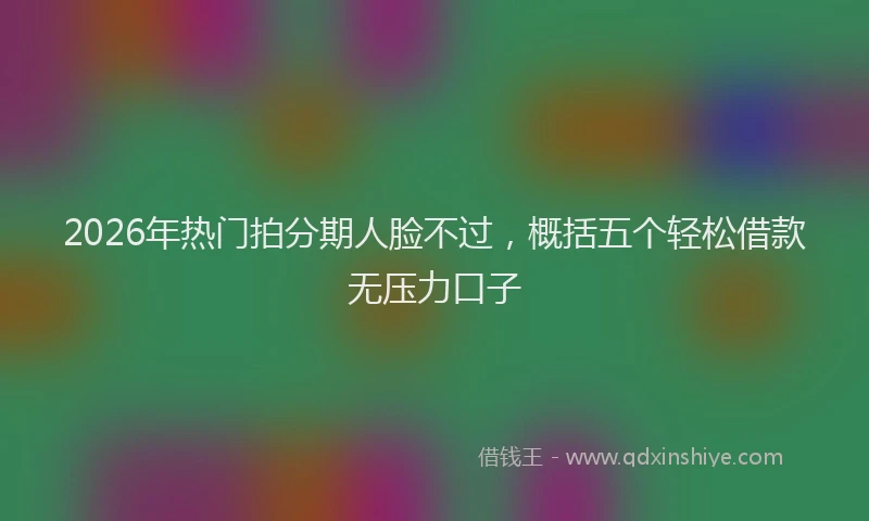 2026年热门拍分期人脸不过，概括五个轻松借款无压力口子