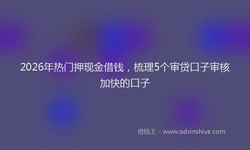 2026年热门押现金借钱，梳理5个审贷口子审核加快的口子