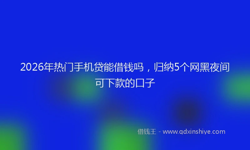 2026年热门手机贷能借钱吗，归纳5个网黑夜间可下款的口子