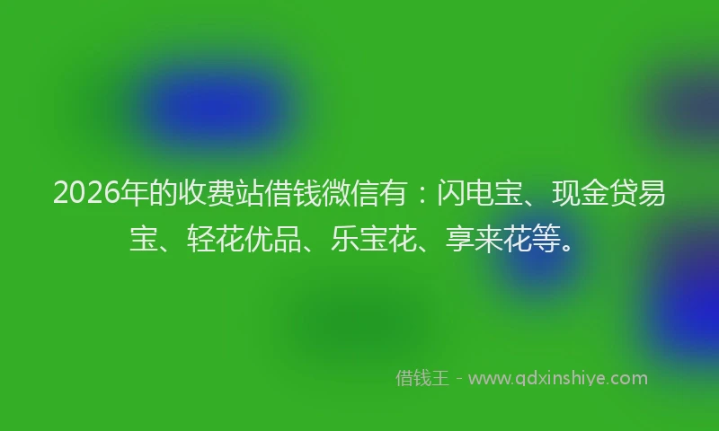 2026年的收费站借钱微信有：闪电宝、现金贷易宝、轻花优品、乐宝花、享来花等。