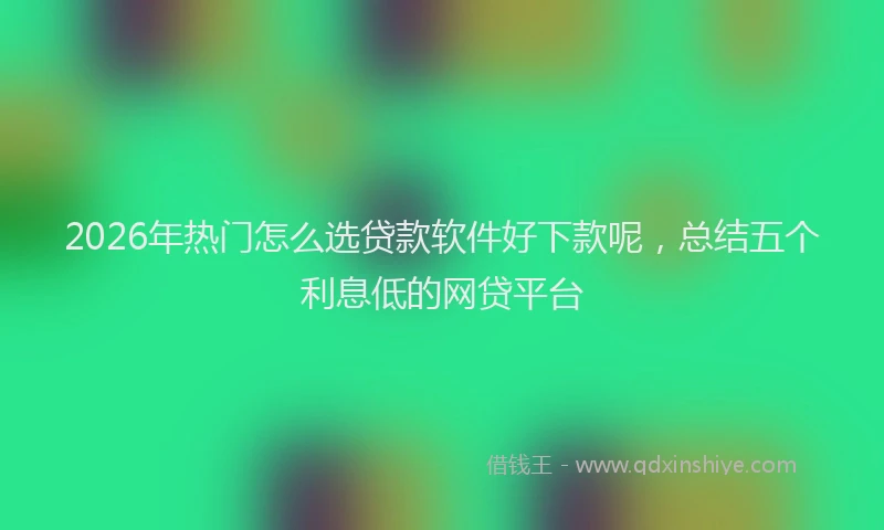 2026年热门怎么选贷款软件好下款呢，总结五个利息低的网贷平台