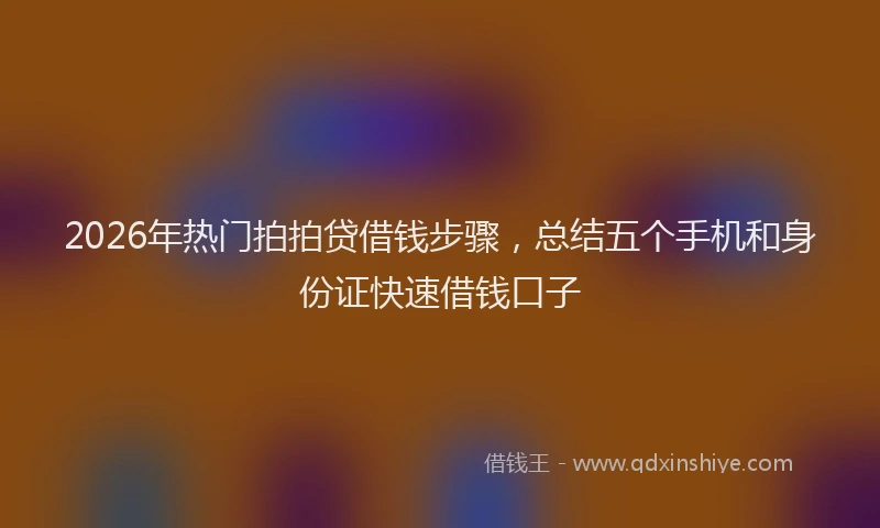 2026年热门拍拍贷借钱步骤，总结五个手机和身份证快速借钱口子