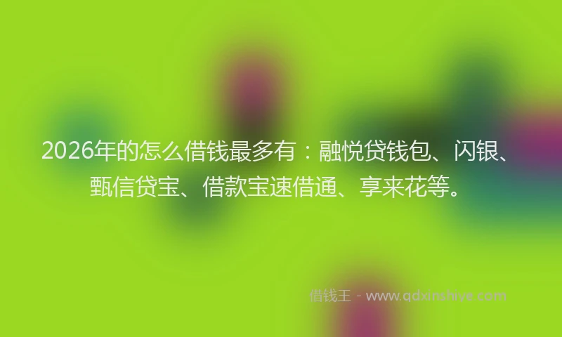 2026年的怎么借钱最多有：融悦贷钱包、闪银、甄信贷宝、借款宝速借通、享来花等。