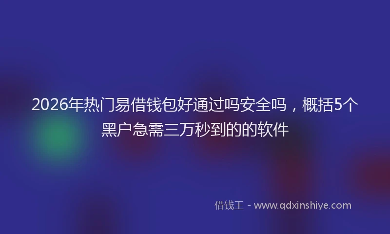 2026年热门易借钱包好通过吗安全吗，概括5个黑户急需三万秒到的的软件
