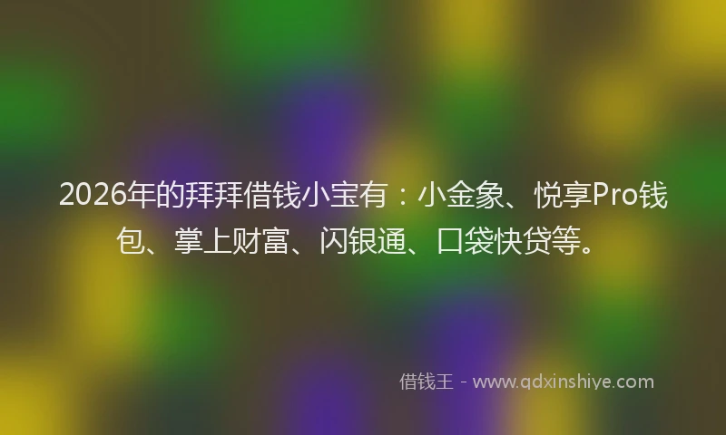 2026年的拜拜借钱小宝有：小金象、悦享Pro钱包、掌上财富、闪银通、口袋快贷等。