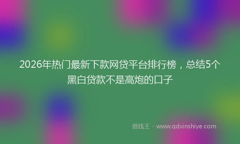 2026年热门最新下款网贷平台排行榜，总结5个黑白贷款不是高炮的口子