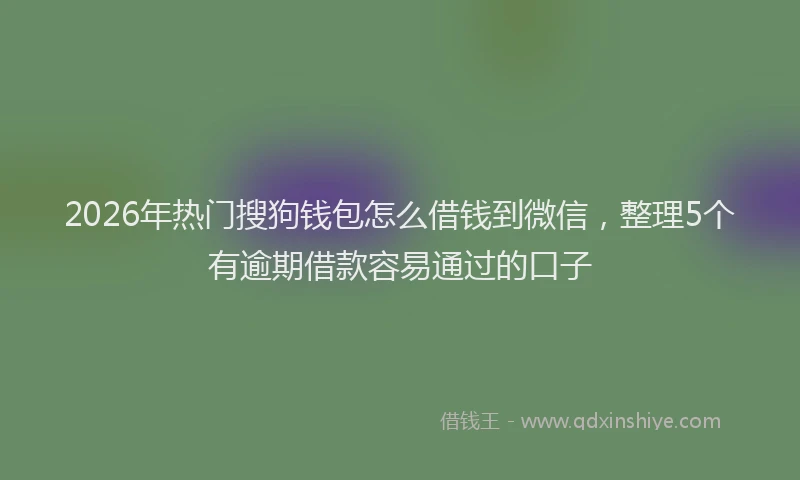 2026年热门搜狗钱包怎么借钱到微信，整理5个有逾期借款容易通过的口子