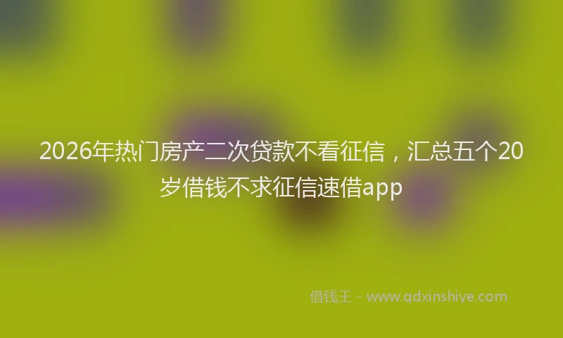 2026年热门房产二次贷款不看征信，汇总五个20岁借钱不求征信速借app