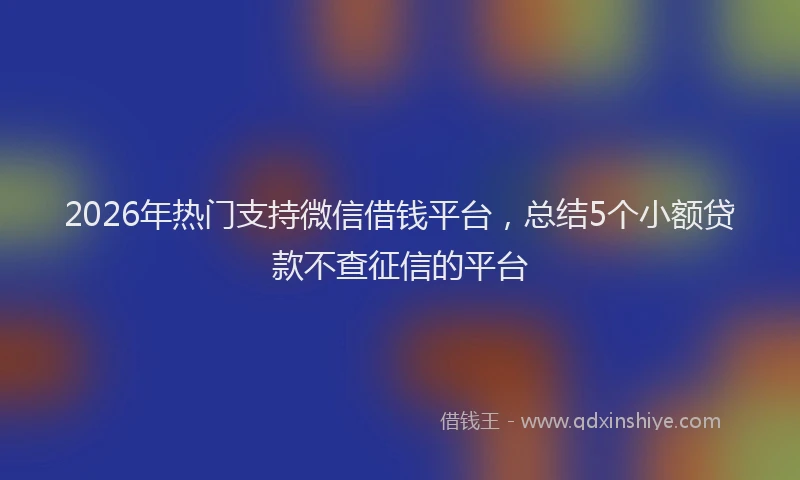 2026年热门支持微信借钱平台,总结5个小额贷款不查征信的平台