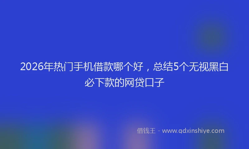 2026年热门手机借款哪个好，总结5个无视黑白必下款的网贷口子