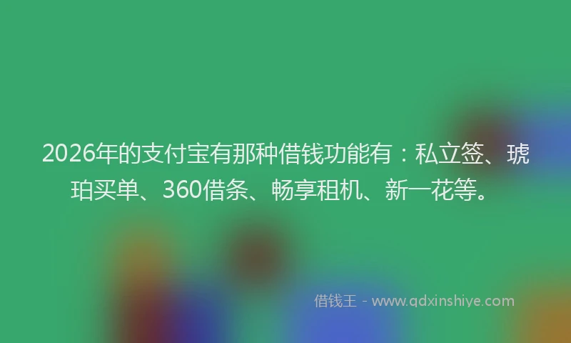 2026年的支付宝有那种借钱功能有：私立签、琥珀买单、360借条、畅享租机、新一花等。