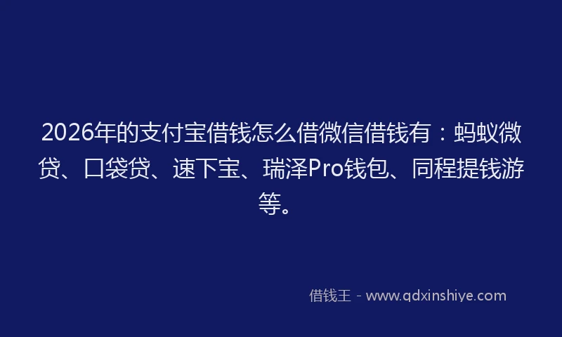 2026年的支付宝借钱怎么借微信借钱有：蚂蚁微贷、口袋贷、速下宝、瑞泽Pro钱包、同程提钱游等。