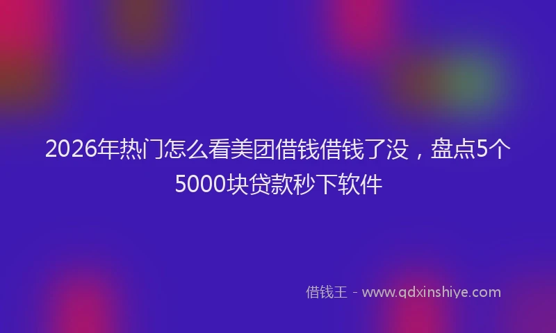 2026年热门怎么看美团借钱借钱了没，盘点5个5000块贷款秒下软件