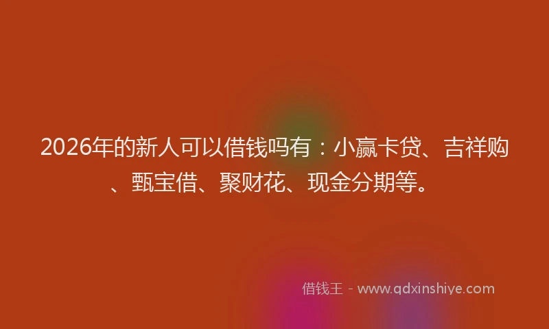 2026年的新人可以借钱吗有：小赢卡贷、吉祥购、甄宝借、聚财花、现金分期等。