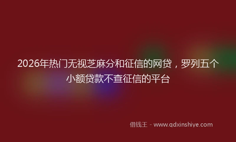 2026年热门无视芝麻分和征信的网贷，罗列五个小额贷款不查征信的平台