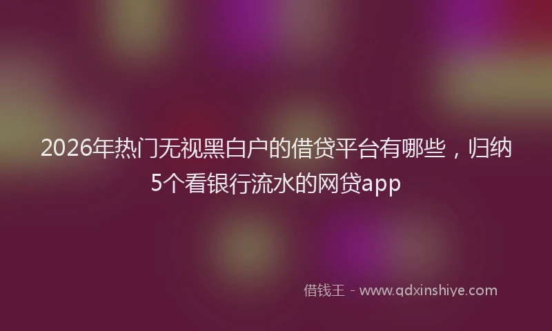 2026年热门无视黑白户的借贷平台有哪些，归纳5个看银行流水的网贷app